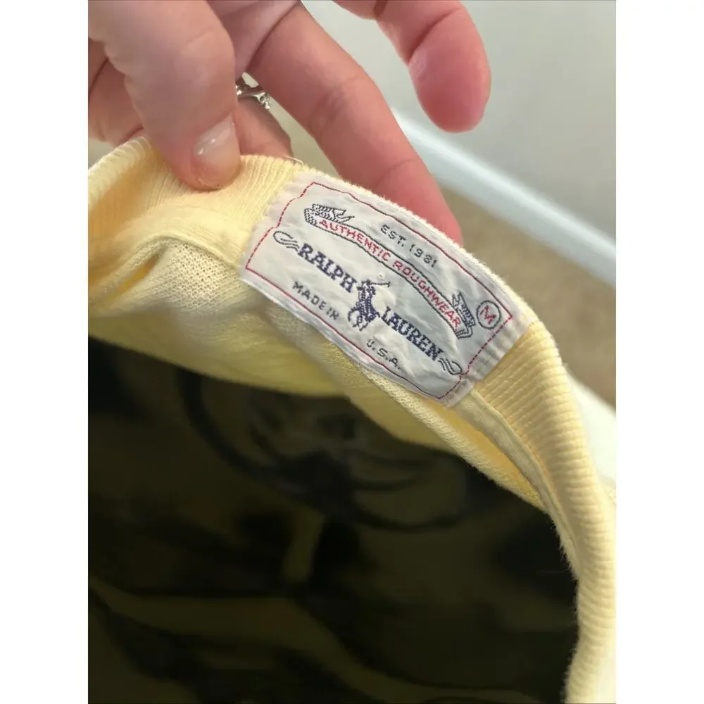 Polo Ralph Lauren Yellow Short Sleeve Shirt Medium Vintage USA Roughwear Mens